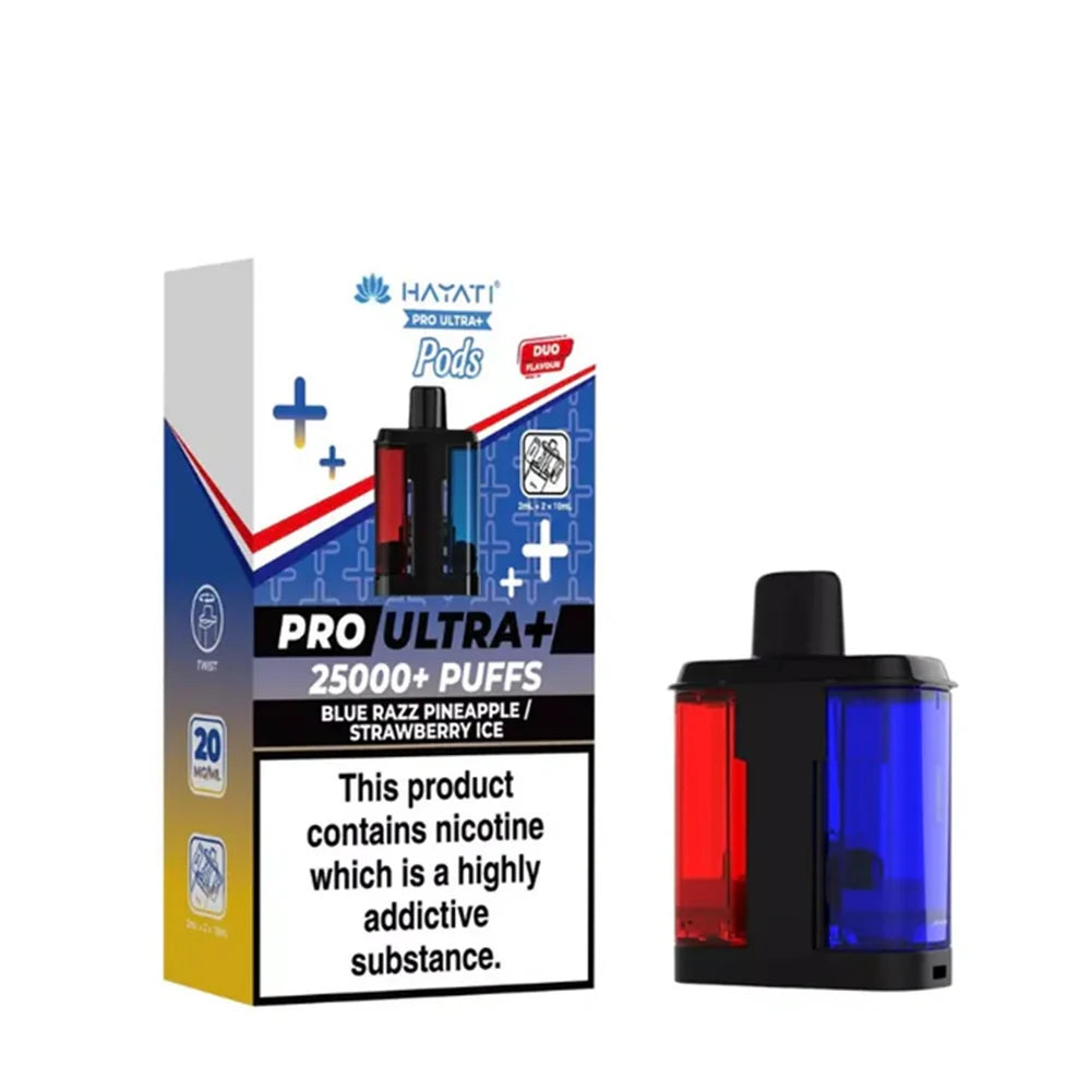Hayati Pro Ultra Plus Refill Pack Blue Razz Pineapple + Strawberry Ice